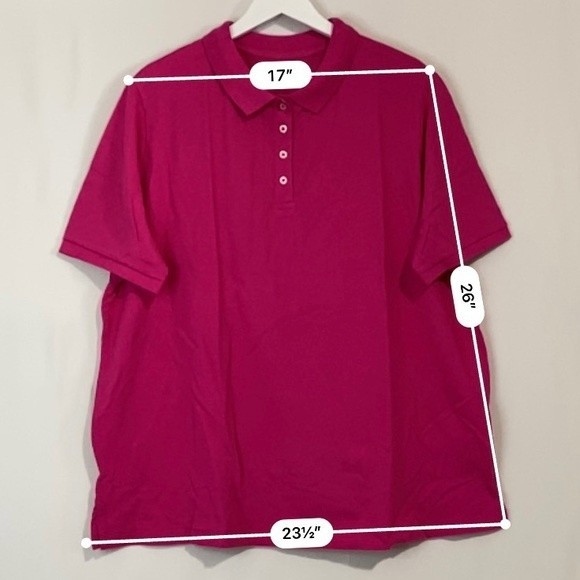 Lands’ End Women’s Plus Size Button Collared Polo Shirt Fuchsia Pink NWOT - Picture 7 of 8
